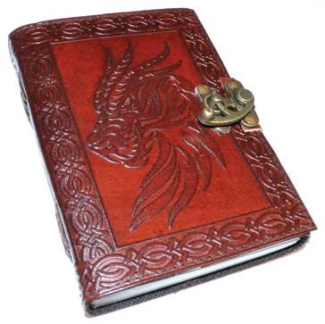 Celtic Dragon leather blank book w/ latch (image for) Celtic Dragon leather blank book w/ latch
