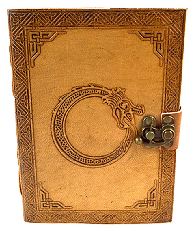 (image for) 5" x 7" Dragon Ring leather blank book w/ latch